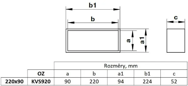 Obrázek Spojka, kanál plochý 220x90 mm, bílý