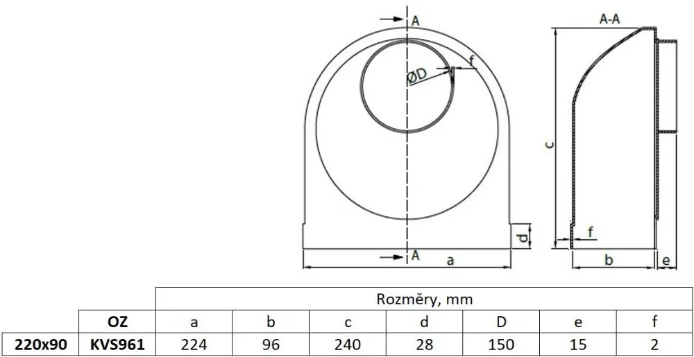 Obrázek Spojovací koleno, redukce, kanál plochý 220x90/fi 150 mm, bílé