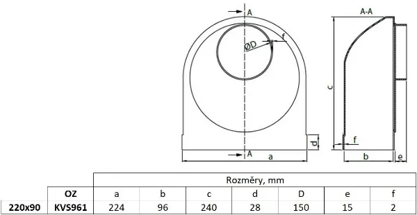 Obrázek Spojovací koleno, redukce, kanál plochý 220x90/fi 150 mm, bílé