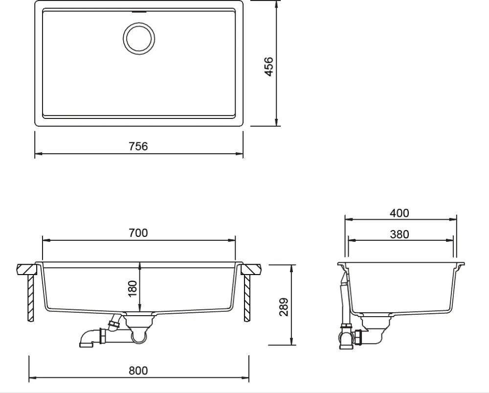 Obrázek Dřez KIRUNA N-100XL NIGHT Uložení do roviny