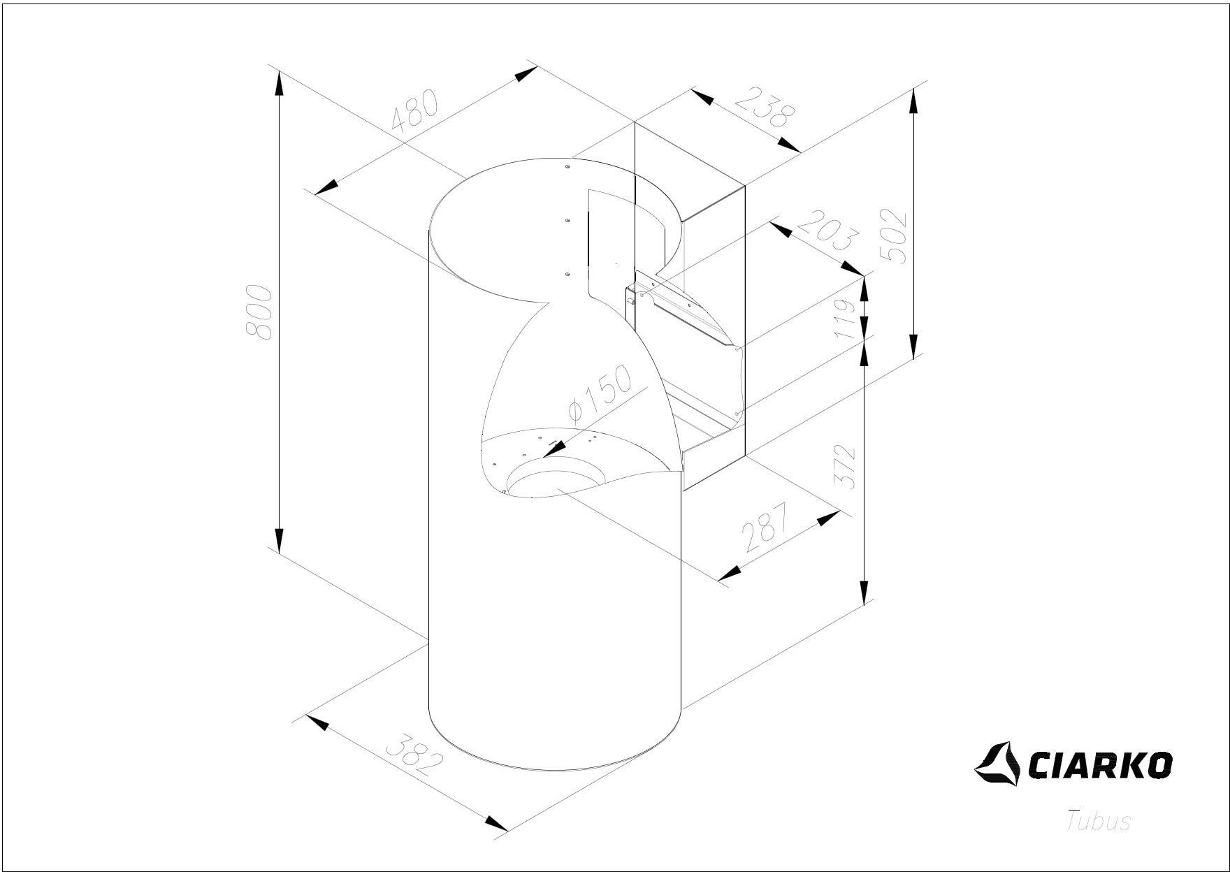 Obrázek Odsavač komínový Tubus Gold Steel (CDP3801GS)
