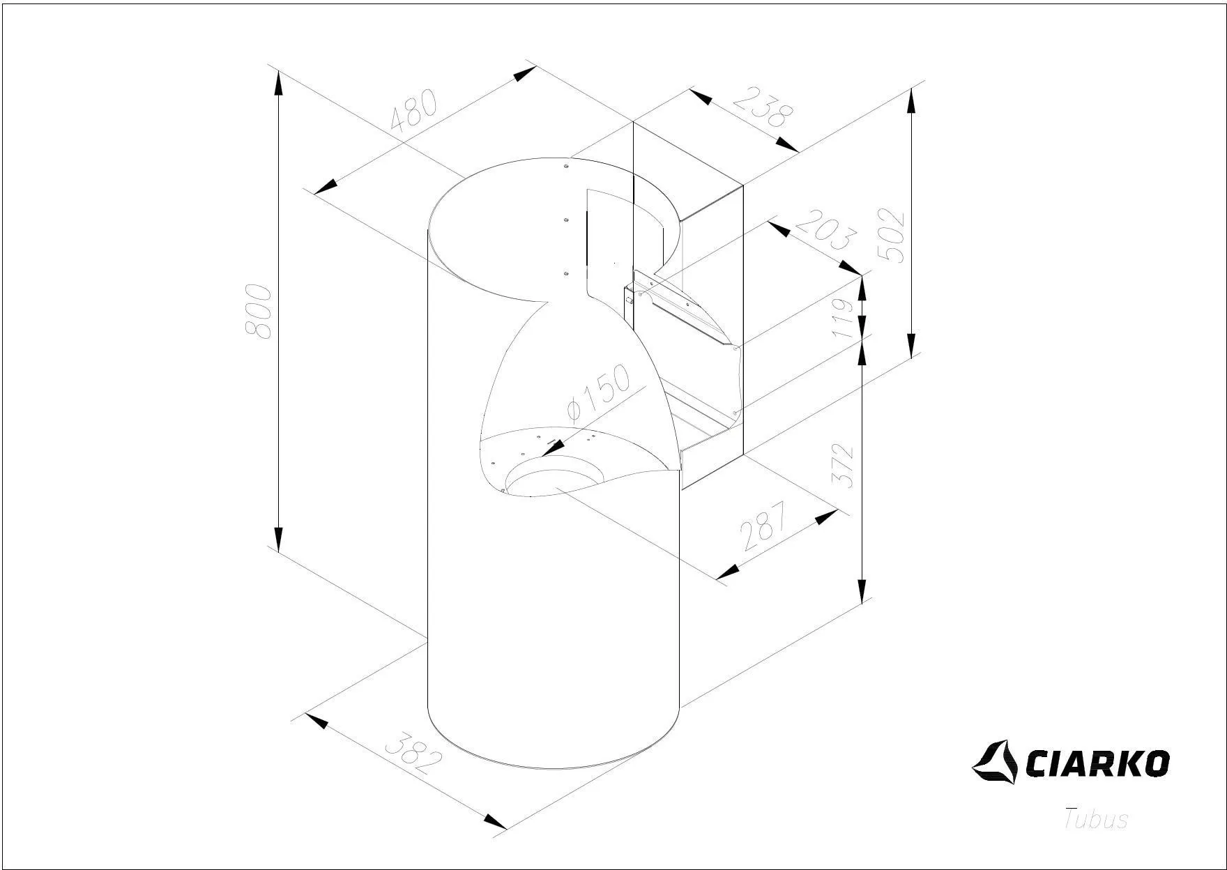 Obrázek Odsavač komínový Tubus Gold Steel (CDP3801GS)