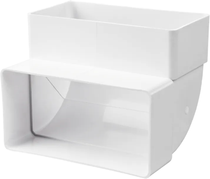 Obrázek Svislé koleno, kanál plochý 220x90 mm, 90°, bílé