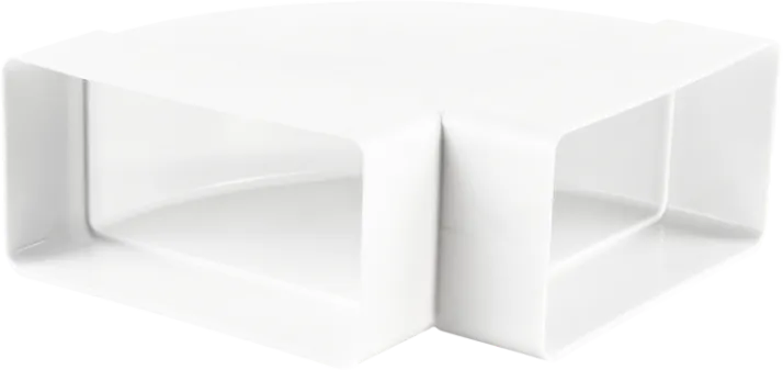 Obrázek Vodorovné koleno, kanál plochý 220x90 mm, 90°, bílé