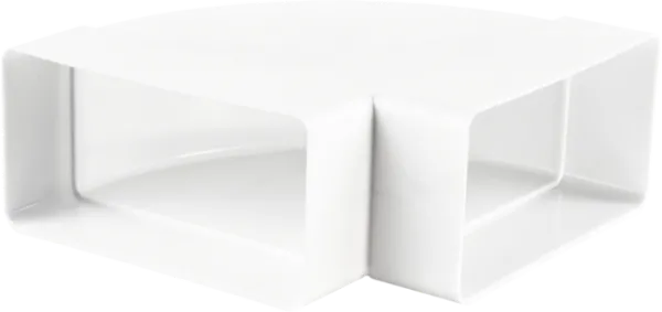 Vodorovné koleno, kanál plochý 220x90 mm, 90°, bílé