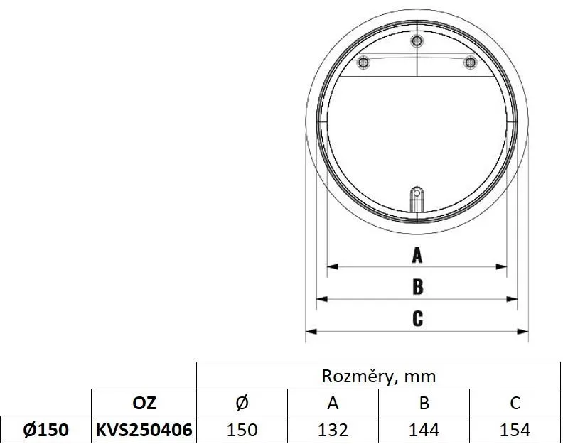 Obrázek Kruhová vodorovná pachutěsná klapka s magnetem 150 mm pro odsavače