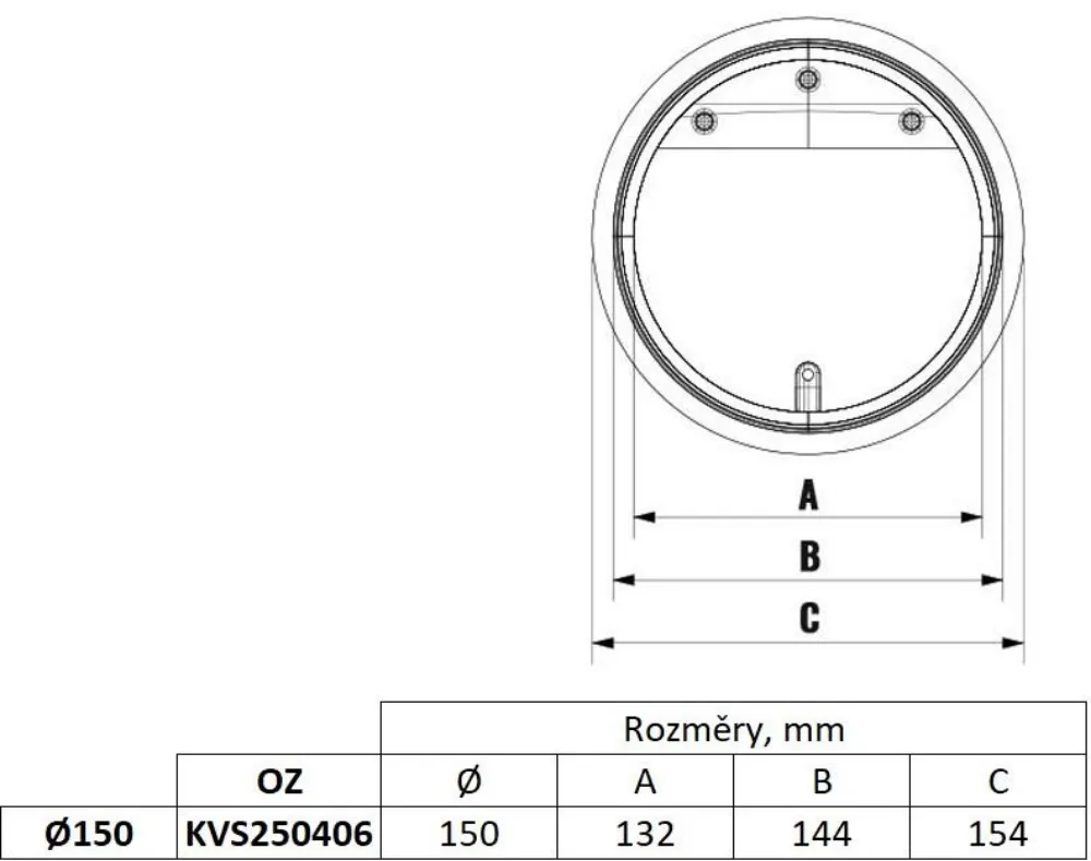 Obrázek Kruhová vodorovná pachutěsná klapka s magnetem 150 mm pro odsavače