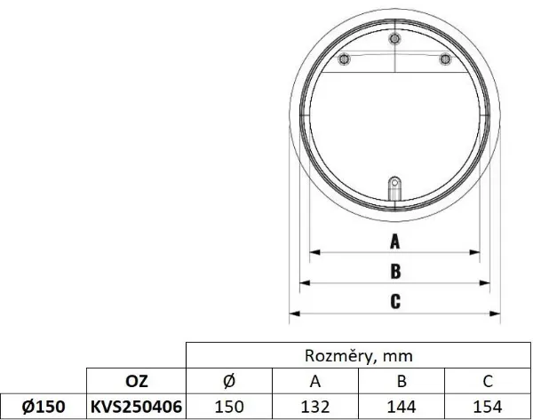 Obrázek Kruhová vodorovná pachutěsná klapka s magnetem 150 mm pro odsavače