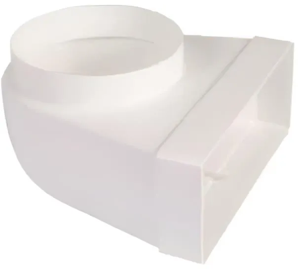 Obrázek Spojovací koleno, redukce, kanál plochý 220x90/fi 150 mm, bílé