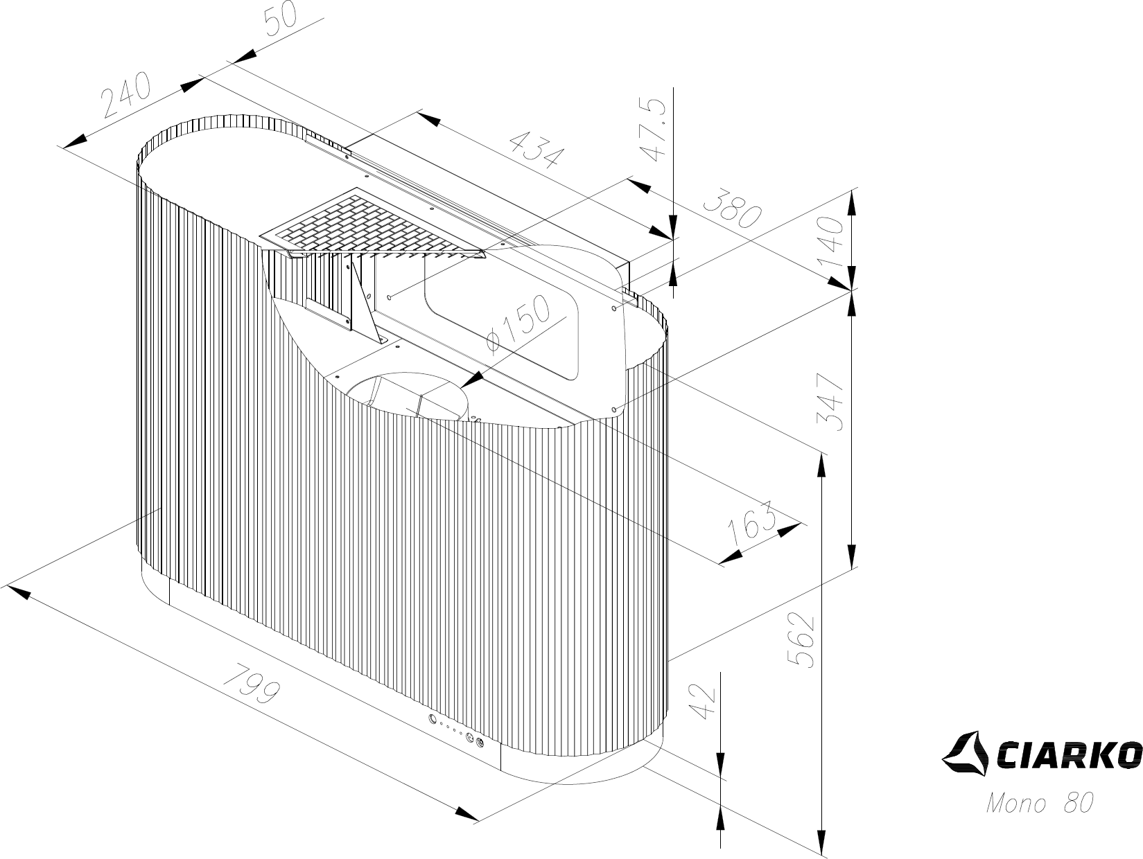 Obrázek Odsavač komínový MONO 80 White CDP8001W
