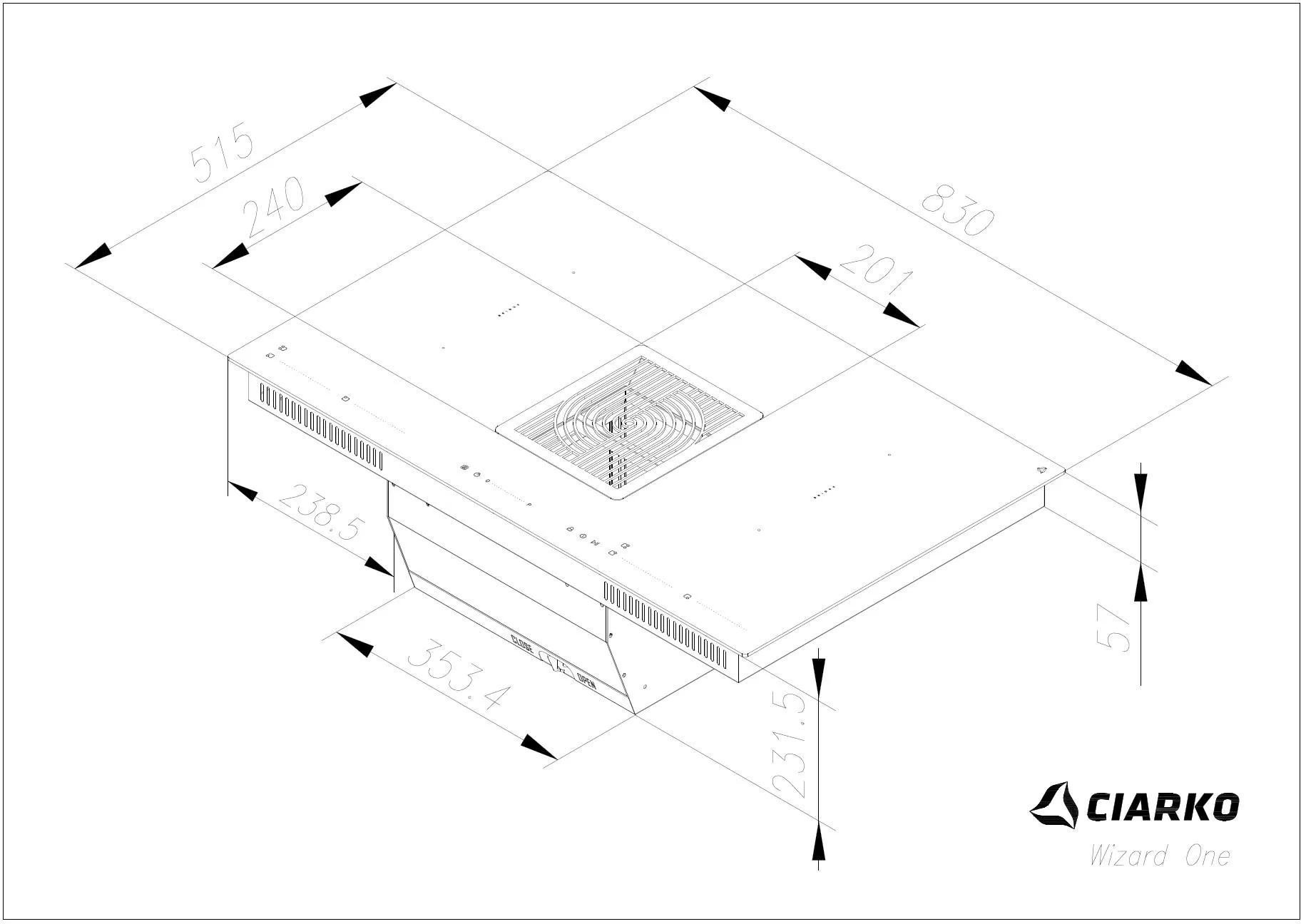 Obrázek INDUKČNÍ DESKA S INTEGROVANÝM ODSAVAČEM WIZARD ONE CDB8301C