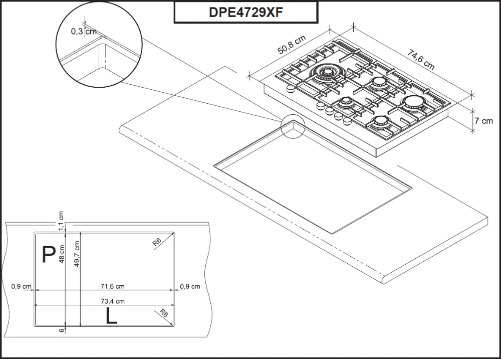 Obrázek DESKA PLYNOVÁ DPE4729XF