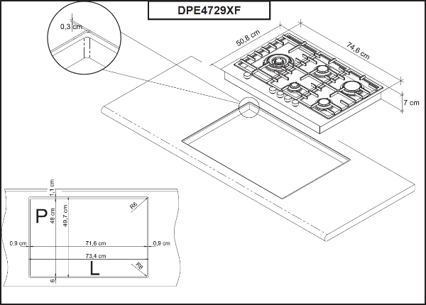 Obrázek DESKA PLYNOVÁ DPE4729XF