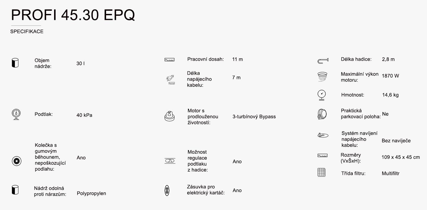 Obrázek VYSAVAČ PRŮMYSLOVÝ PROFI 45.30 EPQ