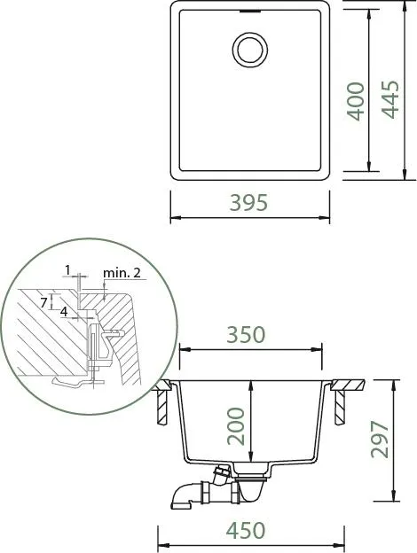 Obrázek Dřez GREENWICH N-100S Bronze (do roviny)