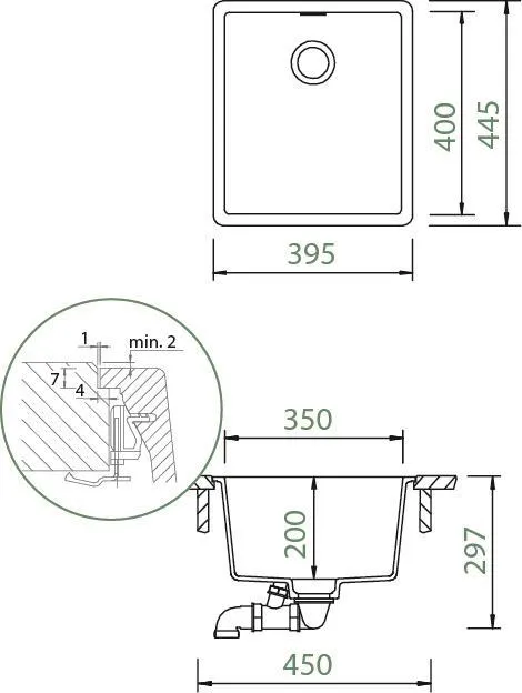 Obrázek Dřez GREENWICH N-100S Magma (do roviny)