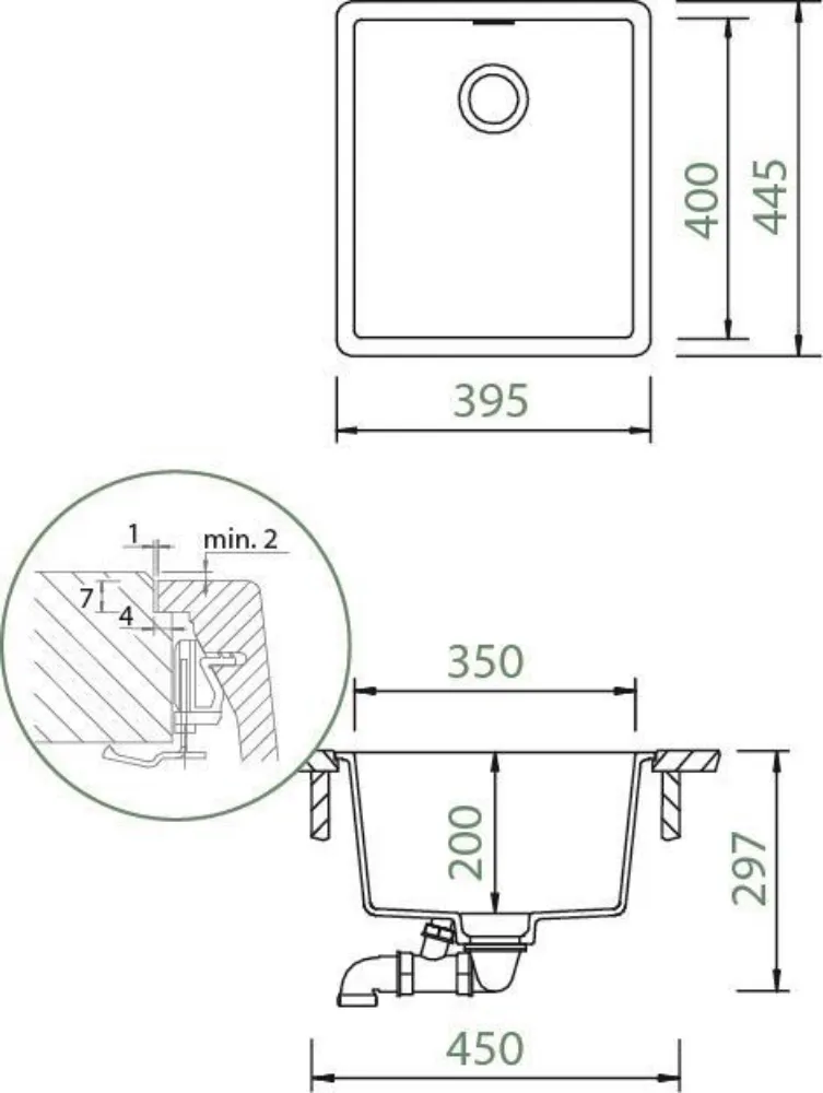 Obrázek Dřez GREENWICH N-100S Puro (do roviny)