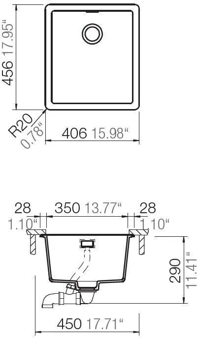 Obrázek Dřez GREENWICH N-100S Berry (spodní uložení)