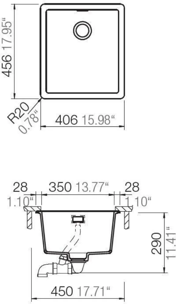 Obrázek Dřez GREENWICH N-100S Berry (spodní uložení)