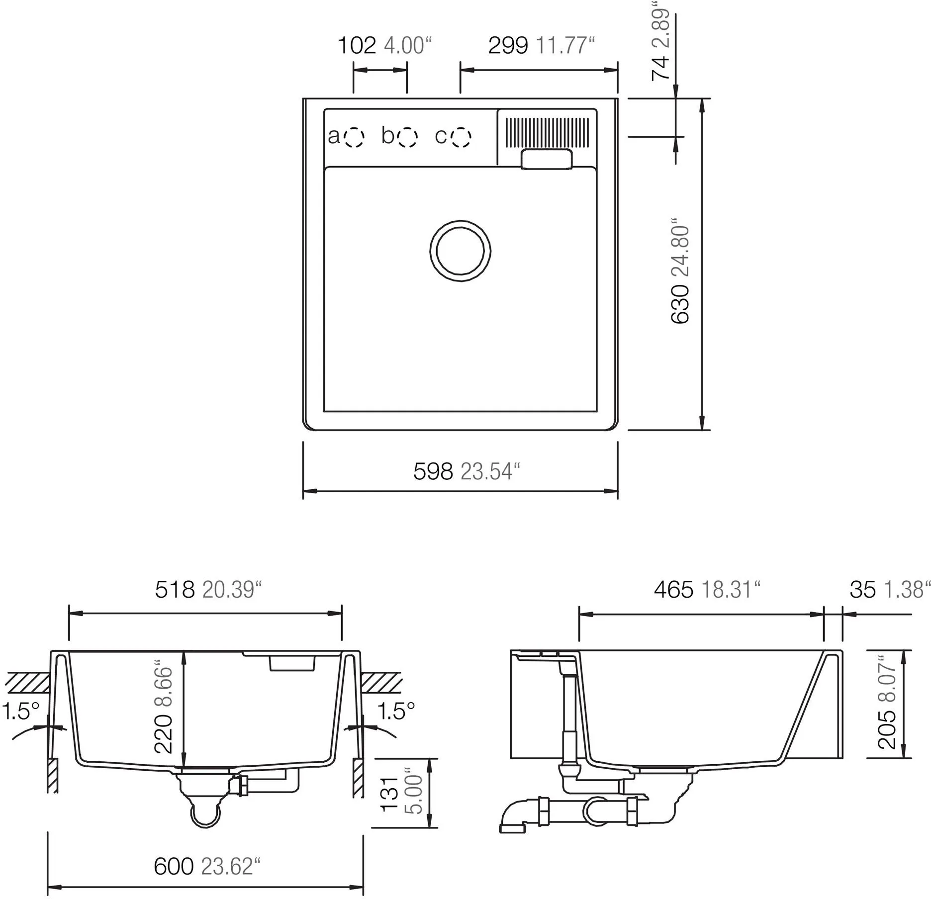 Obrázek Dřez KALLIO M-100 Ivy Modulární uložení