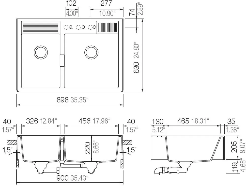 Obrázek Dřez KALLIO M-175 Ivy Modulární uložení