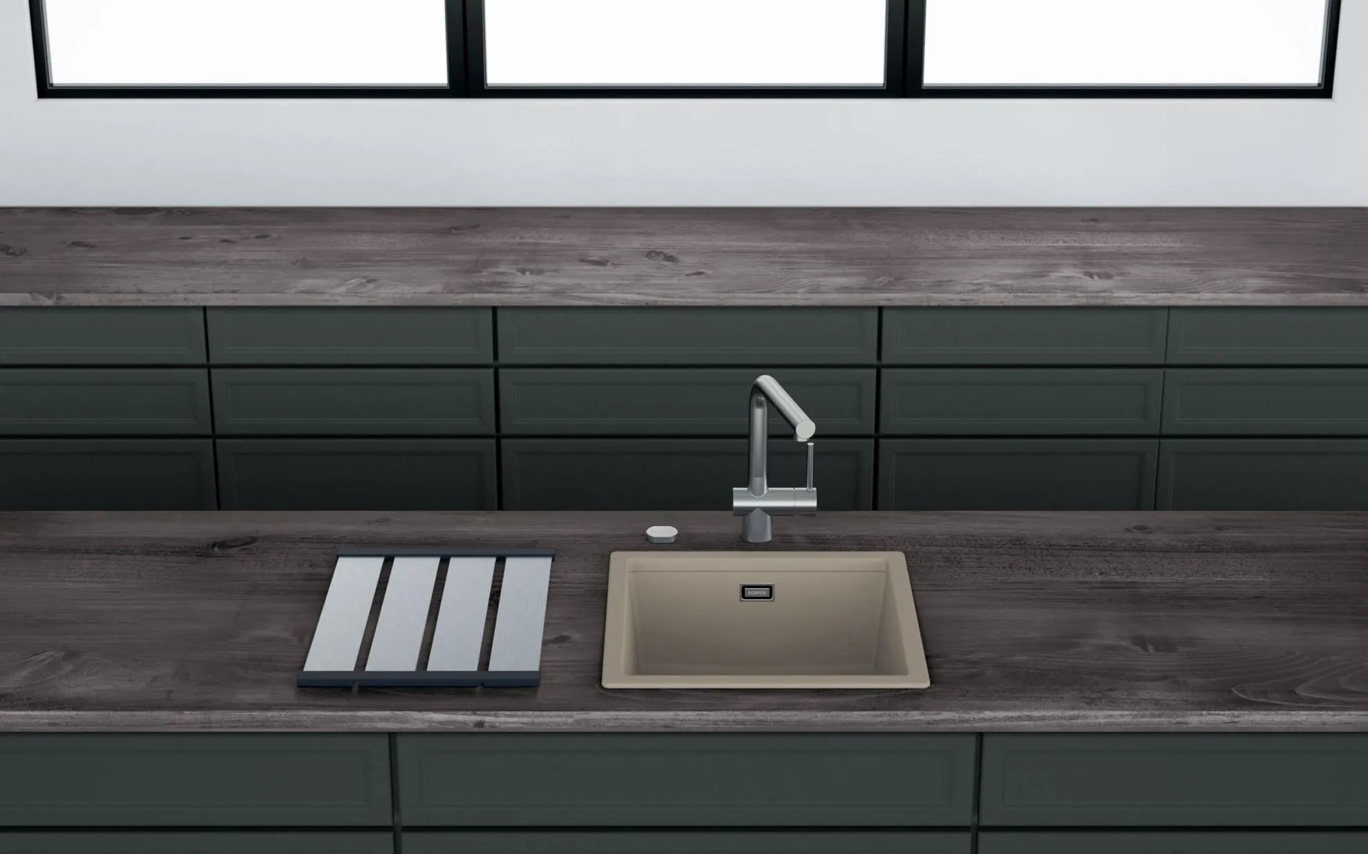 Obrázek Dřez KIRUNA N-100 AllBlack Night Horní uložení