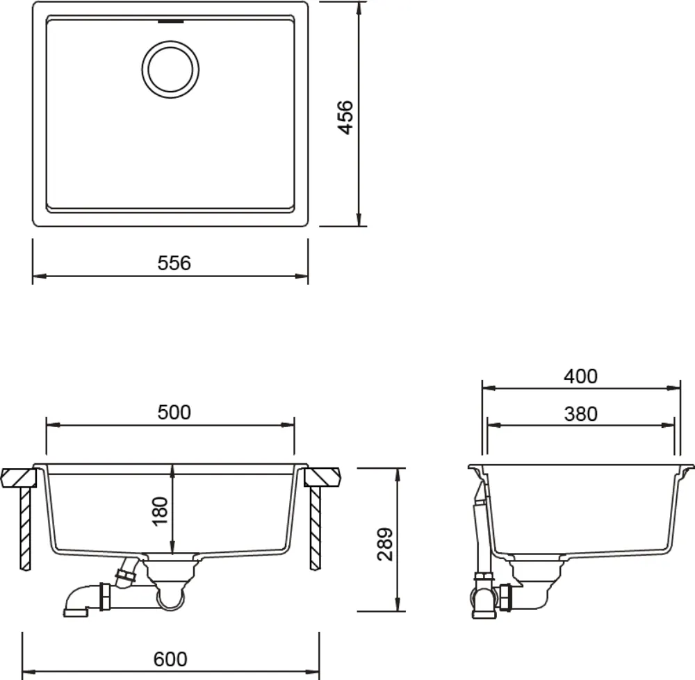 Obrázek Dřez KIRUNA N-100L AllBlack Night Spodní uložení