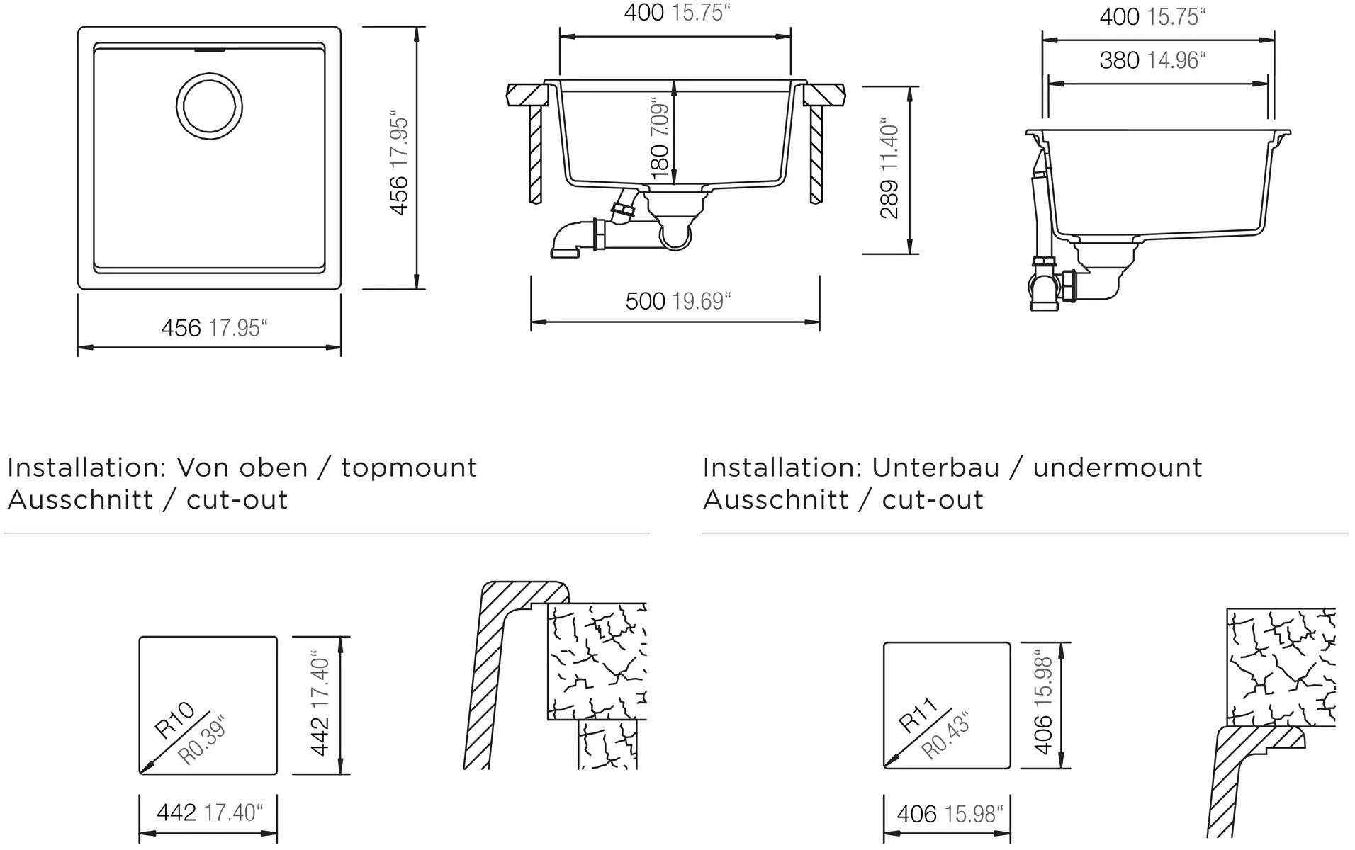 Obrázek Dřez KIRUNA N-100 AllBlack Night Spodní uložení