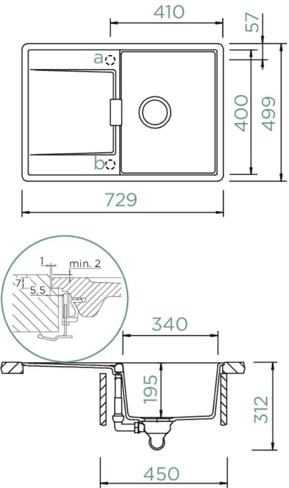 Obrázek Dřez MONO D-100S Bronze Uložení do roviny