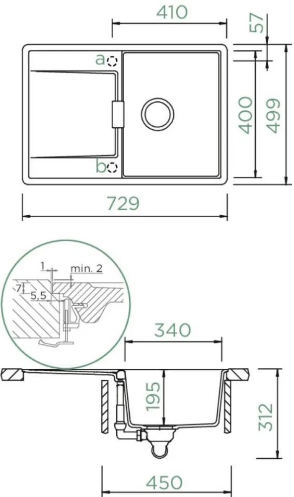 Obrázek Dřez MONO D-100S Puro Uložení do roviny