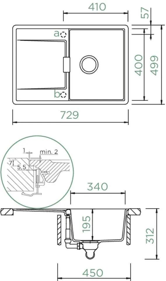 Obrázek Dřez MONO D-100S Silverstone Uložení do roviny