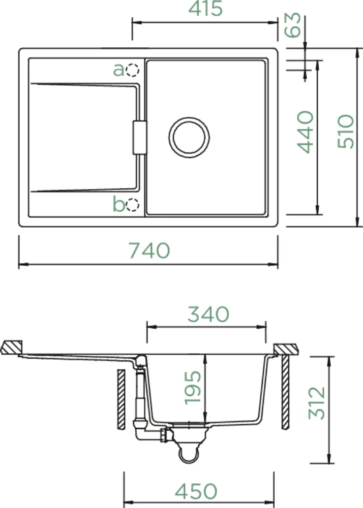 Obrázek Dřez MONO D-100S Berry Spodní uložení