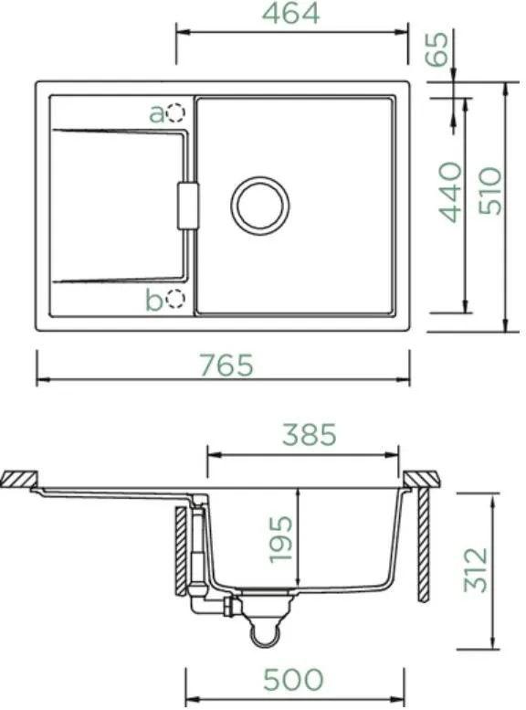Obrázek Dřez MONO D-100 Berry Spodní uložení