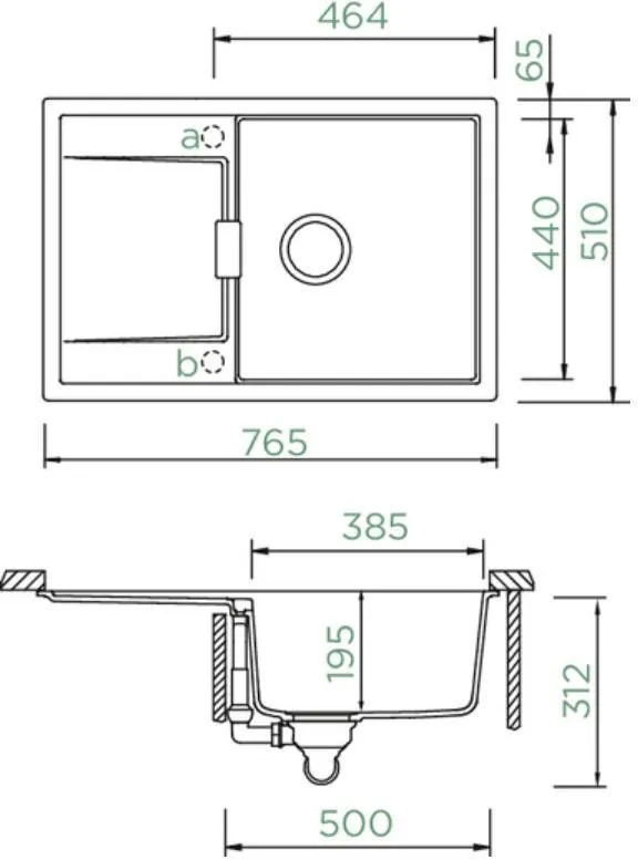 Obrázek Dřez MONO D-100 Ivy Spodní uložení