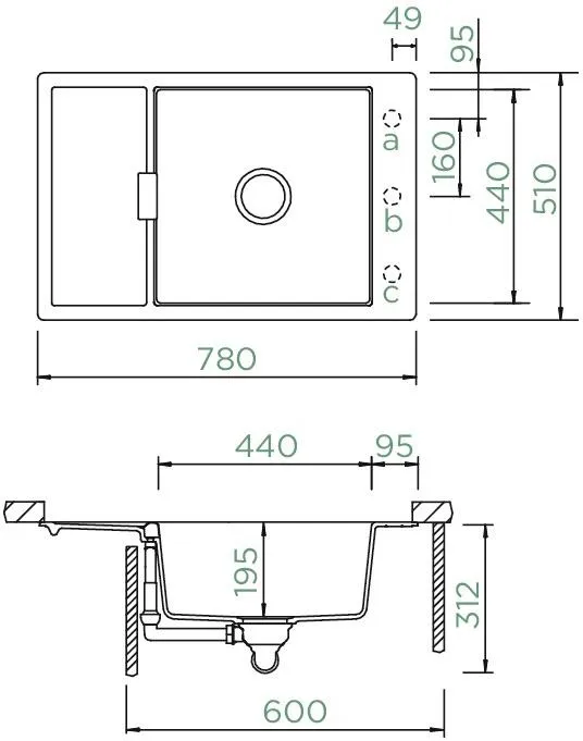 Obrázek Dřez MONO D-100XS Berry Spodní uložení