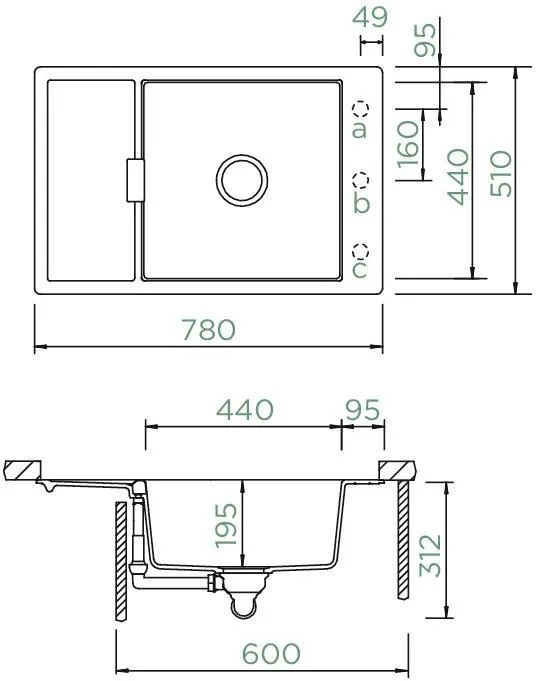 Obrázek Dřez MONO D-100XS Ivy Spodní uložení