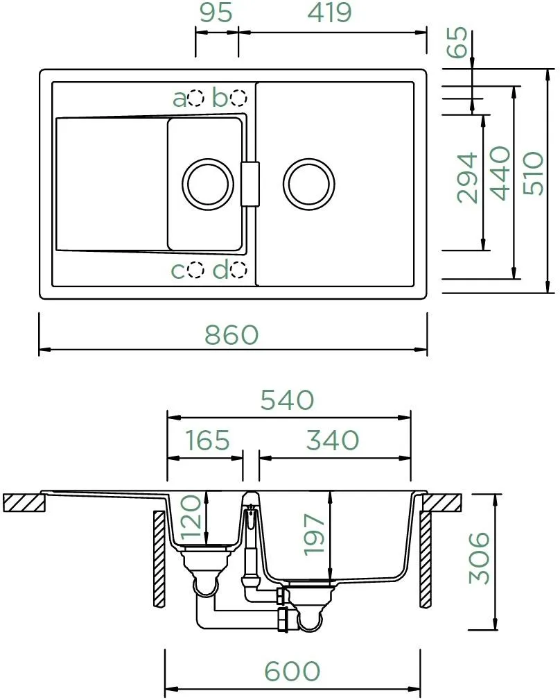 Obrázek Dřez MONO D-150 Berry (Horní uložení)