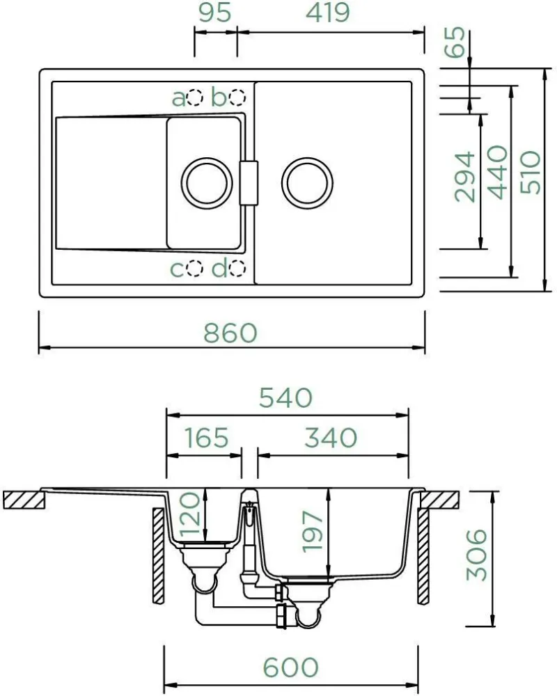 Obrázek Dřez MONO D-150 Ivy (Horní uložení)