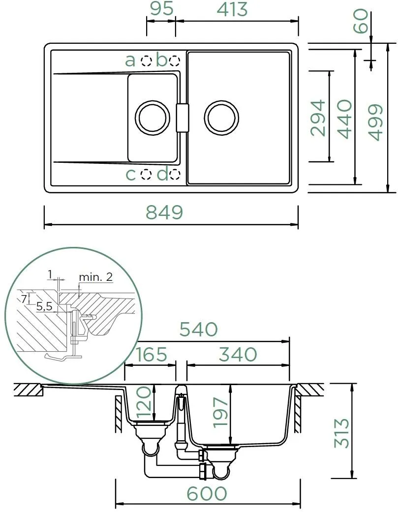 Obrázek Dřez MONO D-150 Bronze (Uložení do roviny)
