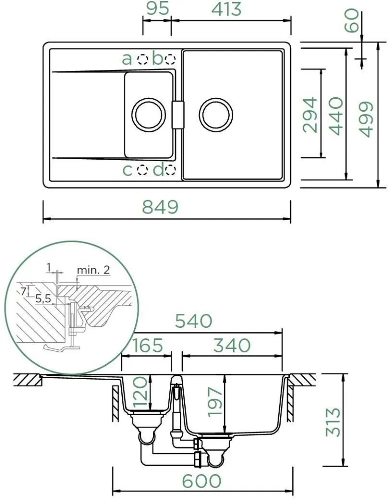 Obrázek Dřez MONO D-150 Magma (Uložení do roviny)