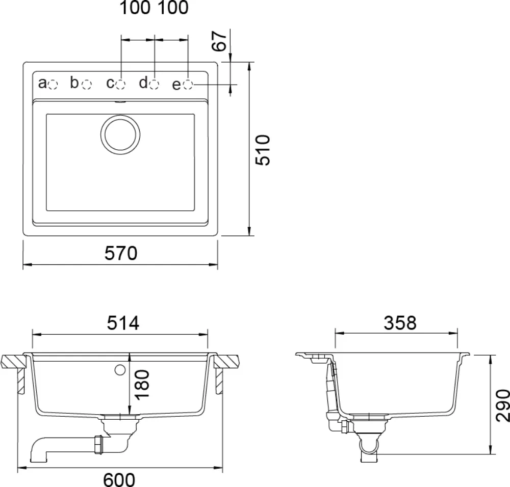 Obrázek Dřez MONO N-100 Ivy Horní uložení