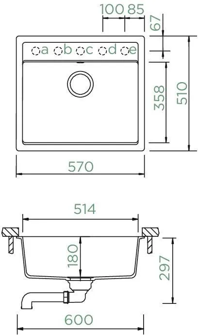 Obrázek Dřez MONO N-100 Ivy (Spodní uložení)