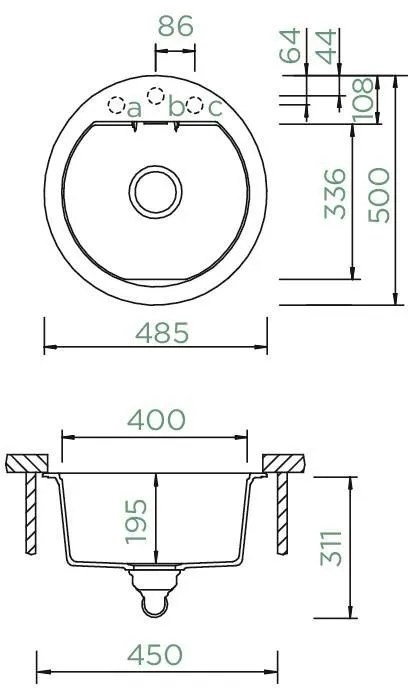 Obrázek Dřez MONO R-100 Ivy Spodní uložení