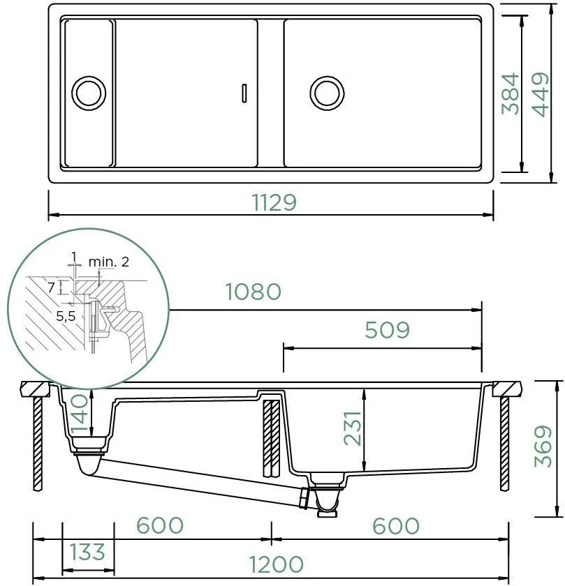 Obrázek Dřez PREPSTATION D-150 Ivy Uložení do roviny