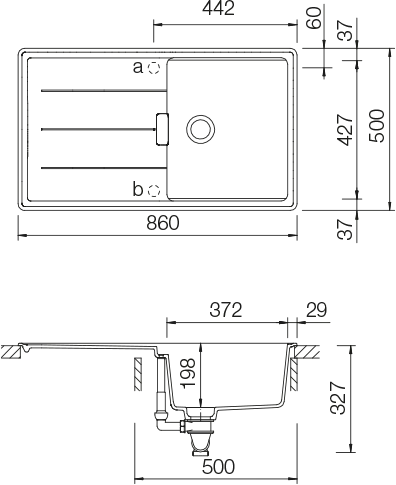 Schéma pro vestavbu dřezu