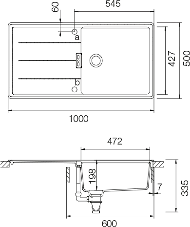 Obrázek Dřez Tia D-100L Berry horní uložení