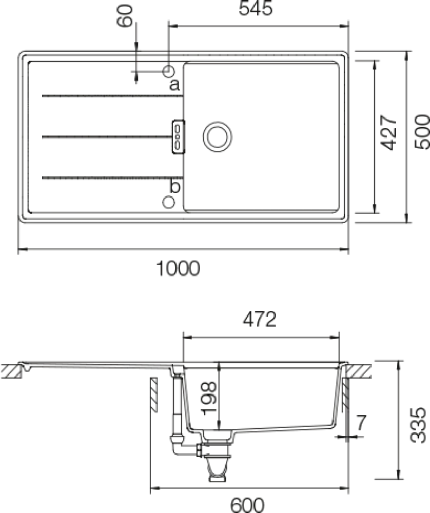 Obrázek Dřez Tia D-100L Berry horní uložení