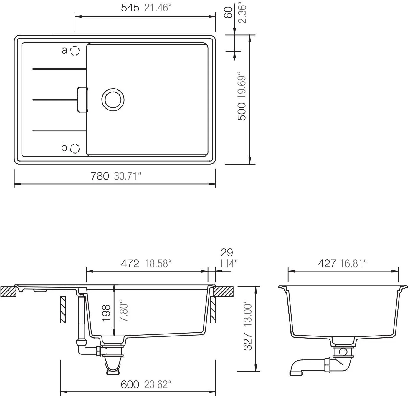 Obrázek Dřez Tia D-100LS Berry (horní uložení)