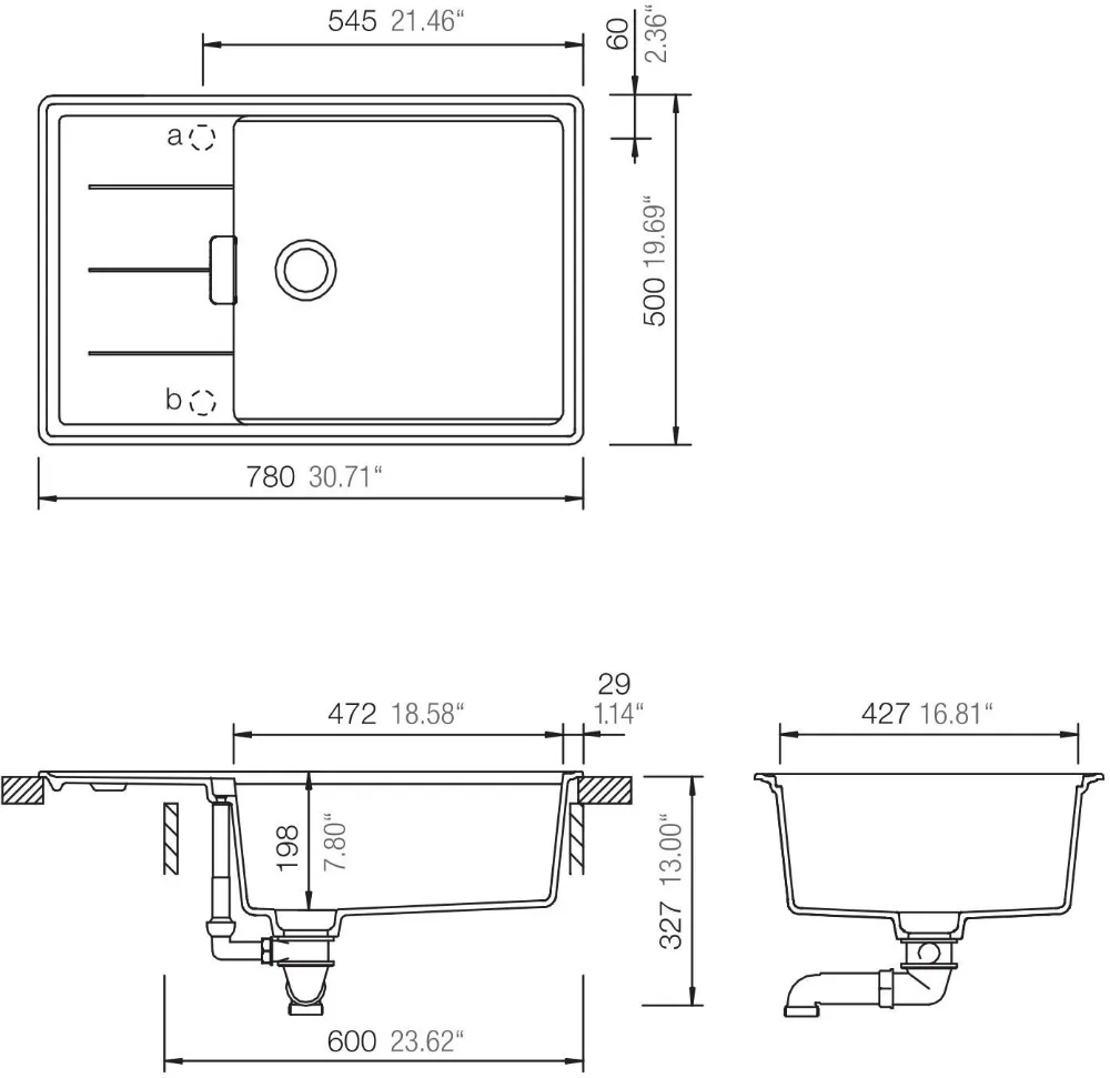 Obrázek Dřez Tia D-100LS Berry (horní uložení)