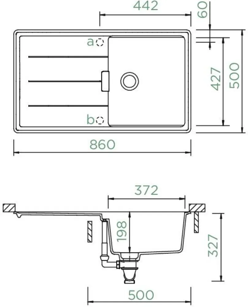 Obrázek Dřez Tia D-100 Berry (spodní uložení)